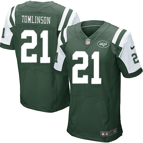 Men's Elite LaDainian Tomlinson Nike Jersey Green Home - #21 NFL New York Jets